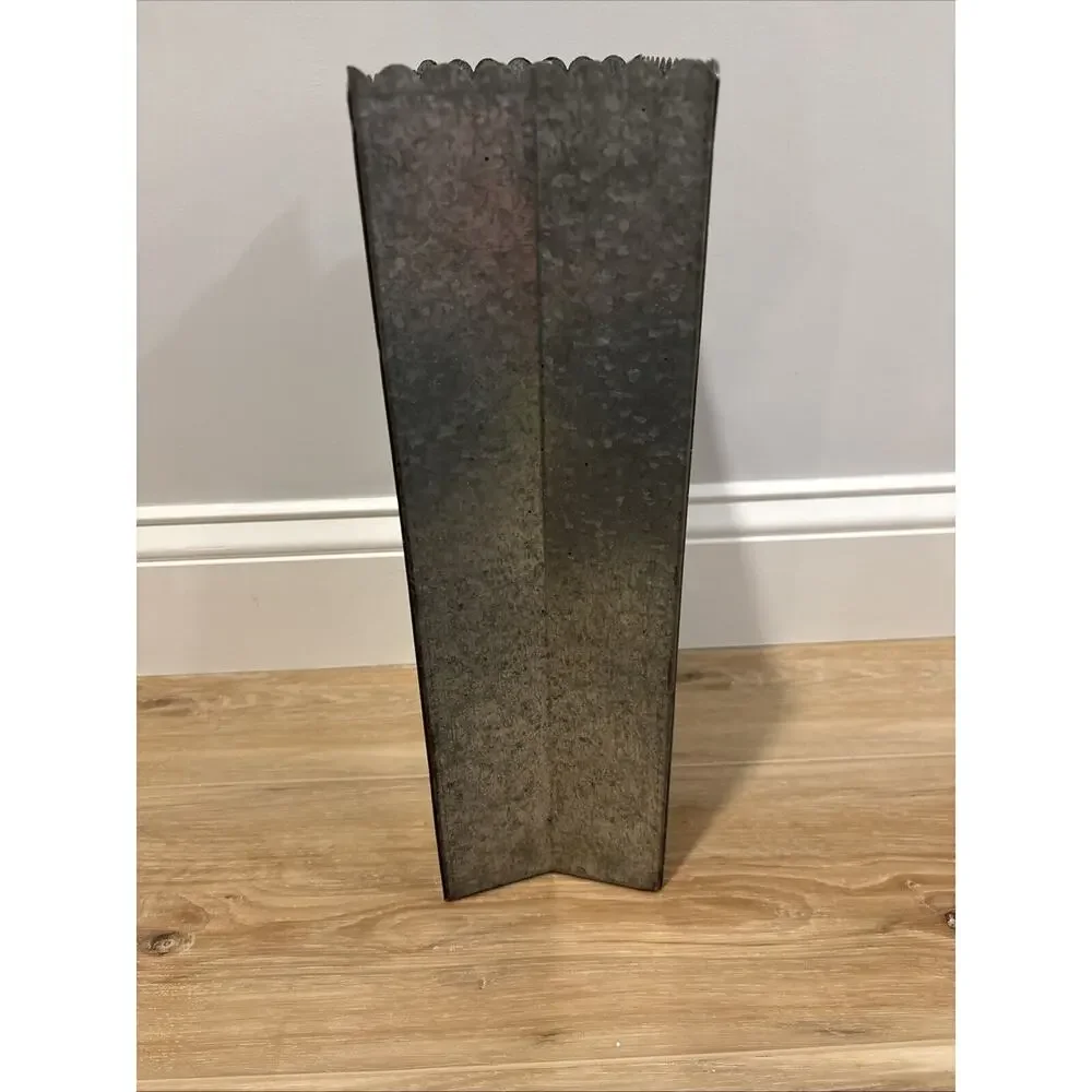 Halloween Candle Holder Galvanized Metal “Trick Or Treat” 7.5x4.75x15”